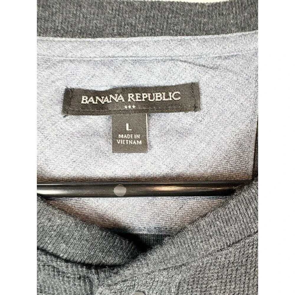Banana Republic Men's Henley Shirt Long Sleeve Grey Sz Large